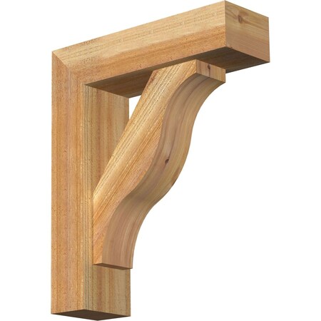 Ekena Millwork Funston Block Rough Sawn Bracket w/ Offset Brace, Western Red Cedar, 6"W x 20"D x 24"H BKT0604X20X24FST05RWR